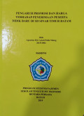 PENGARUH PROMOSI DAN HARGA TERHADAP PENERIMAAN PESERTA DIDIK BARU DI SD SINAR TIMUR BATAM